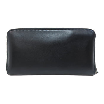 Prada Long Wallet Purse Leather Black Zip Around Women