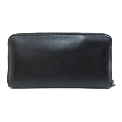 Prada Long Wallet Purse Leather Black Zip Around Women