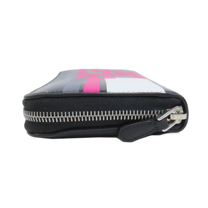 Prada Long Wallet Purse Leather Black Zip Around Women