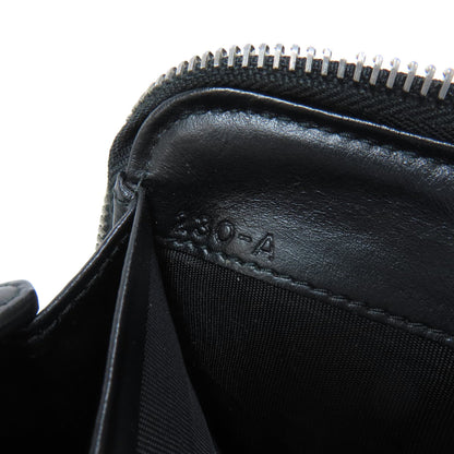 Prada Long Wallet Purse Leather Black Zip Around Women