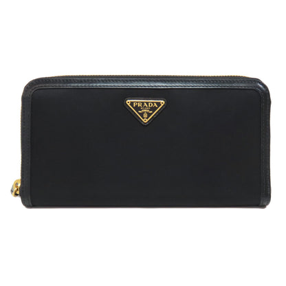 Prada Long Wallet Purse Nylon Black Logometal Women