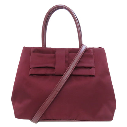 Prada Handbag 1Bg068 Nylon Red Ribbon Motif 2Way Women