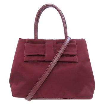 Prada Handbag 1Bg068 Nylon Red Ribbon Motif 2Way Women