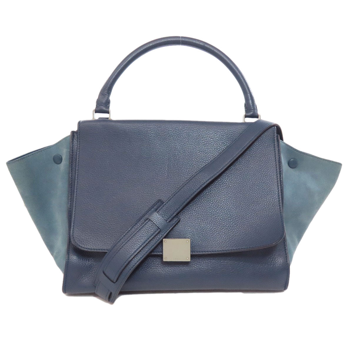 Celine Handbag Leather Navy Trapeze 2Way Women