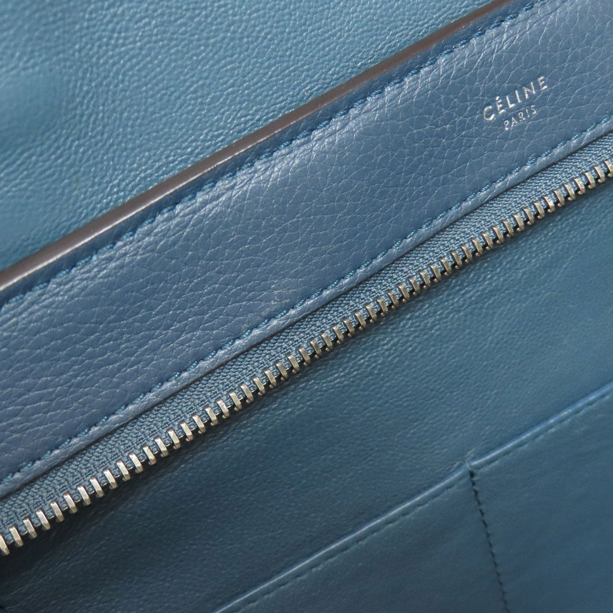 Celine Handbag Leather Navy Trapeze 2Way Women