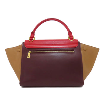 Celine Handbag Leather Red Trapeze 2Way Women