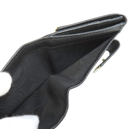 Prada Bifold Wallet Leather Black Safiano Logo Women
