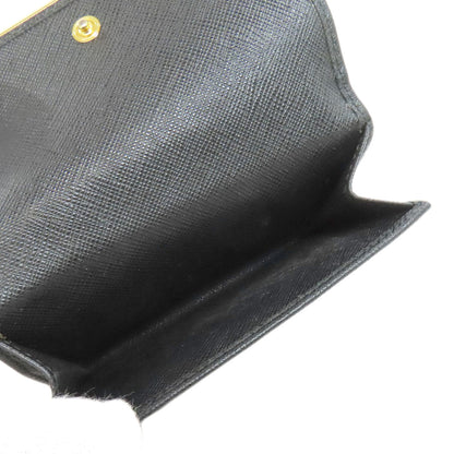 Prada Bifold Wallet Leather Black Safiano Logo Women