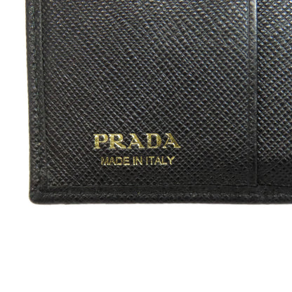 Prada Bifold Wallet Leather Black Safiano Logo Women