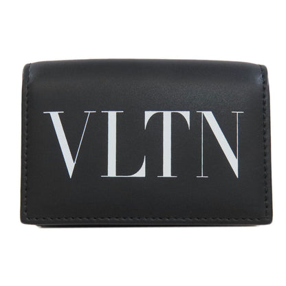 Valentino Bifold Wallet Leather Black Logo Tri-Fold Wallet Women