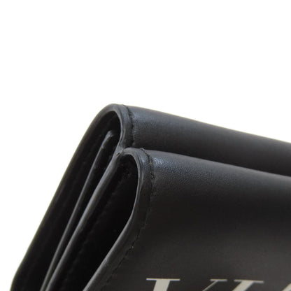 Valentino Bifold Wallet Leather Black Logo Tri-Fold Wallet Women