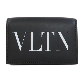 Valentino Bifold Wallet Leather Black Logo Tri-Fold Wallet Women