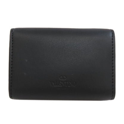 Valentino Bifold Wallet Leather Black Logo Tri-Fold Wallet Women