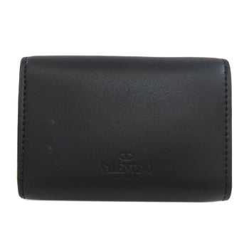 Valentino Bifold Wallet Leather Black Logo Tri-Fold Wallet Women