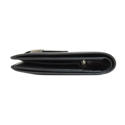 Hermes Bifold Wallet Epsom Black Bearn Compact Silvermetal Women