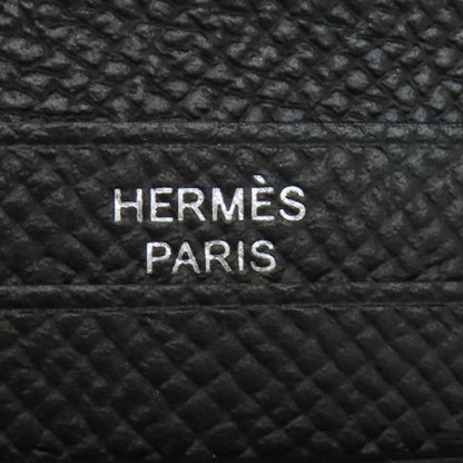 Hermes Bifold Wallet Epsom Black Bearn Compact Silvermetal Women