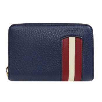 Bally Coin Case Leather Navy Barry Stripe Mens