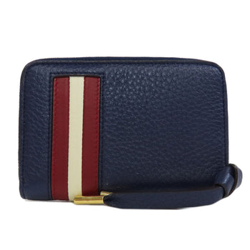 Bally Coin Case Leather Navy Barry Stripe Mens