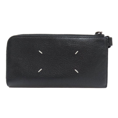Maison Margiela Long Wallet Purse Leather Black Logo Women
