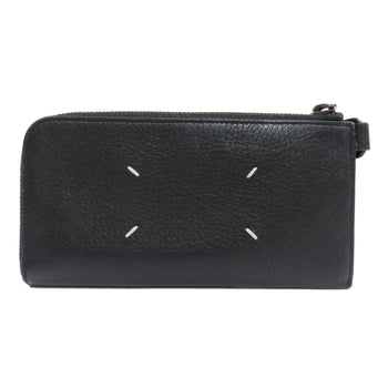 Maison Margiela Long Wallet Purse Leather Black Logo Women