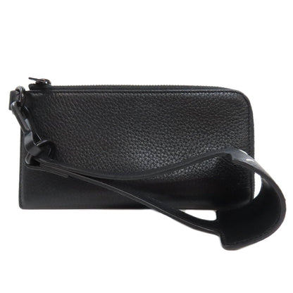 Maison Margiela Long Wallet Purse Leather Black Logo Women