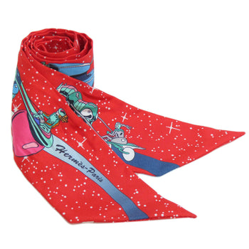 Hermes Scarf Silk Red Twilly Women