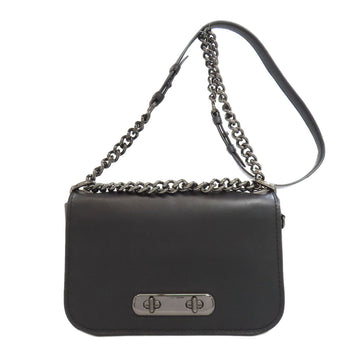 Coach Shoulder Bag 12110 Leather Black Chainshoulder Swagger 25