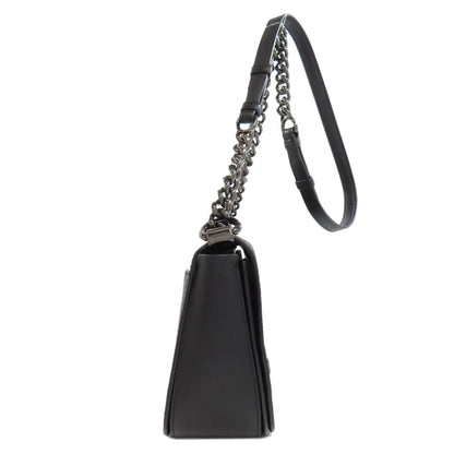 Coach Shoulder Bag 12110 Leather Black Chainshoulder Swagger 25