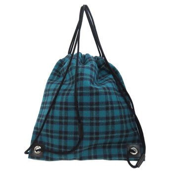 Jimmy Choo Backpack Canvas Green Knapsack Check Pattern Logo Studs Women