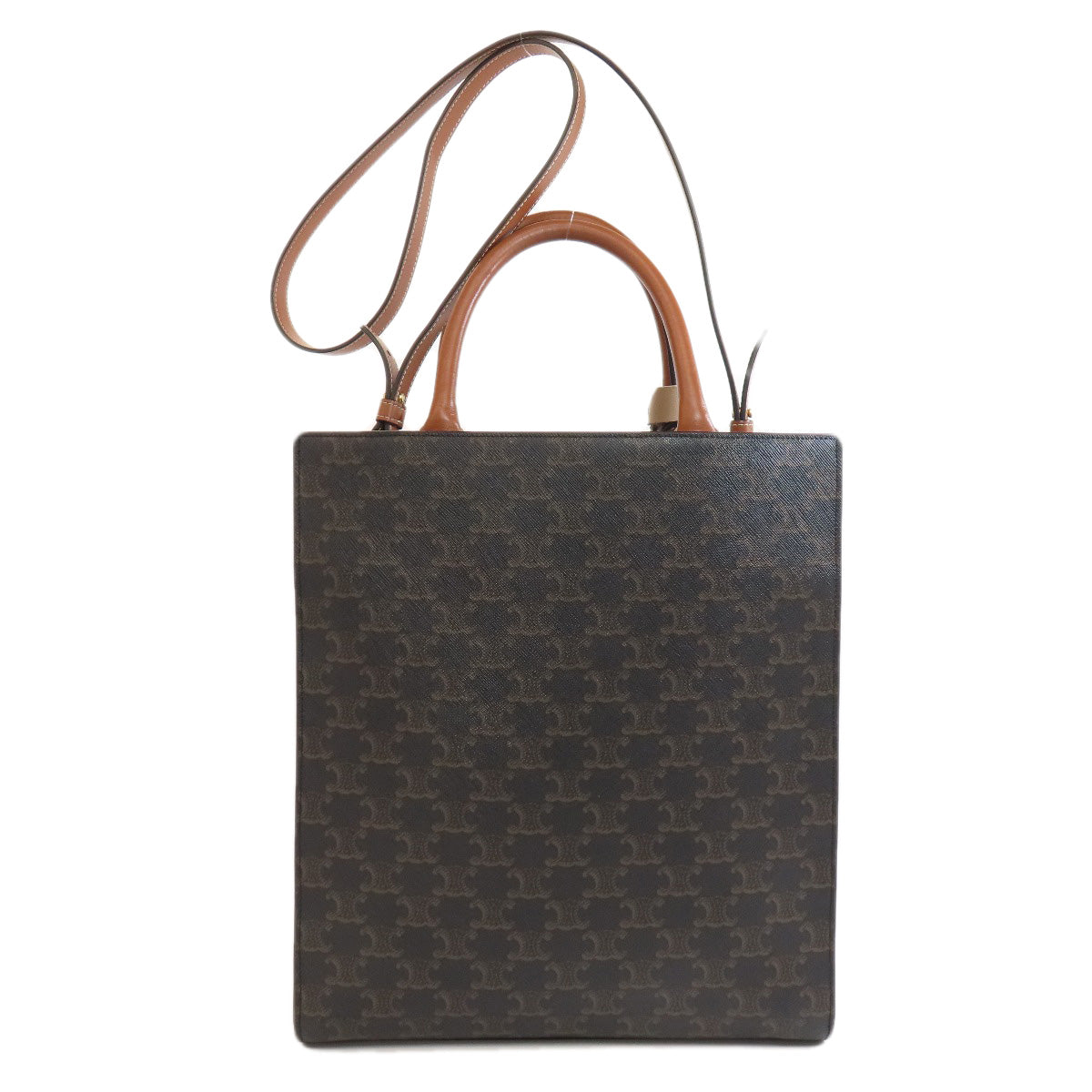 Celine Tote Bag Pvc Brown Vertical Hippo Triomphe Women