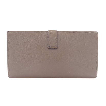 Hermes Long Wallet Purse Epsom Gray Bearn Soufflet Ethan Gold Metal Women