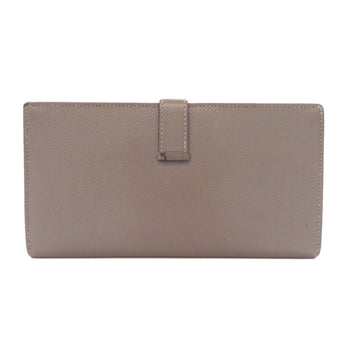 Hermes Long Wallet Purse Epsom Gray Bearn Soufflet Ethan Gold Metal Women