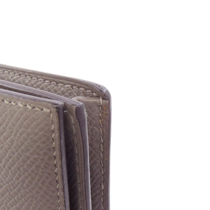 Hermes Long Wallet Purse Epsom Gray Bearn Soufflet Ethan Gold Metal Women
