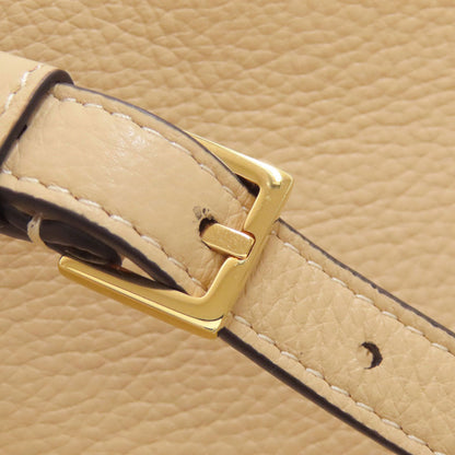 Versace Handbag Leather Beige V Logo 2Way Women
