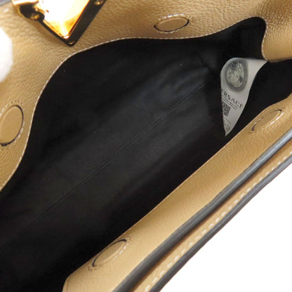 Versace Handbag Leather Beige V Logo 2Way Women