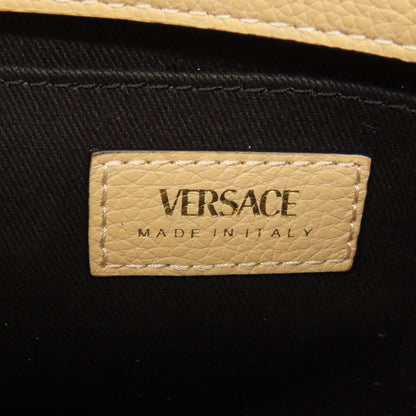 Versace Handbag Leather Beige V Logo 2Way Women