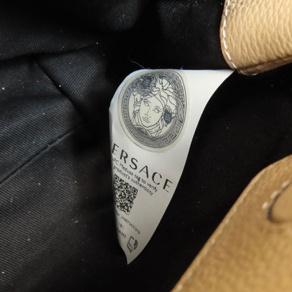 Versace Handbag Leather Beige V Logo 2Way Women