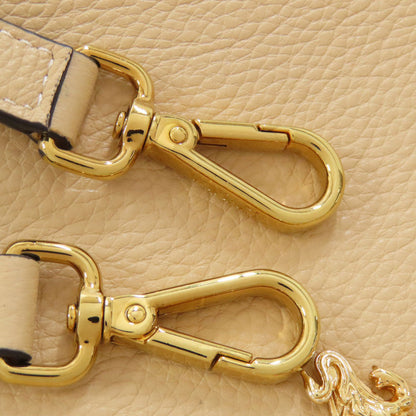Versace Handbag Leather Beige V Logo 2Way Women