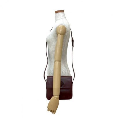 Cartier Shoulder Bag Leather Wine-Red Must Line