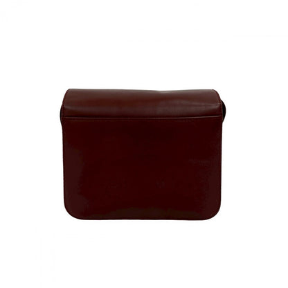 Cartier Shoulder Bag Leather Wine-Red Must Line