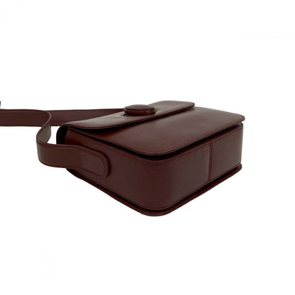 Cartier Shoulder Bag Leather Wine-Red Must Line