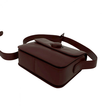 Cartier Shoulder Bag Leather Wine-Red Must Line