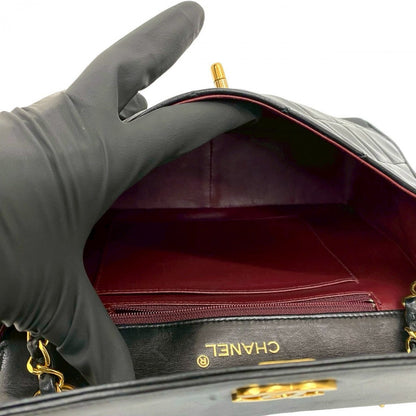 Chanel Shoulder Bag Lambskin Black Matrasse