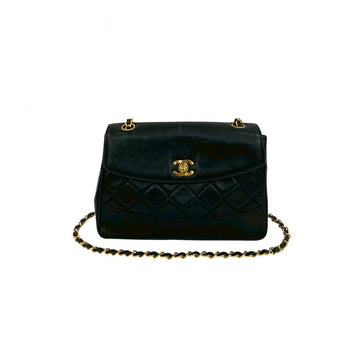 Chanel Shoulder Bag Lambskin Black Matrasse