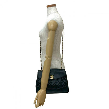 Chanel Shoulder Bag Lambskin Black Matrasse