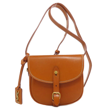 Saint Laurent Shoulder Bag Leather Brown Logo Women