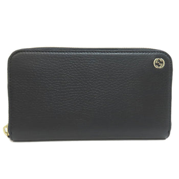 Gucci Long Wallet Purse 449347 Leather Black Interlocking G Women