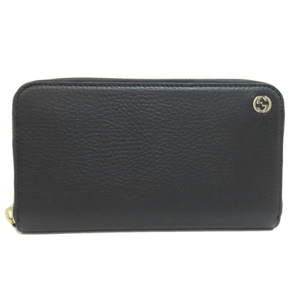 Gucci Long Wallet Purse 449347 Leather Black Interlocking G Women