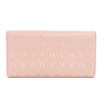 Bvlgari Long Wallet Purse Leather Pink Logo Mania Women