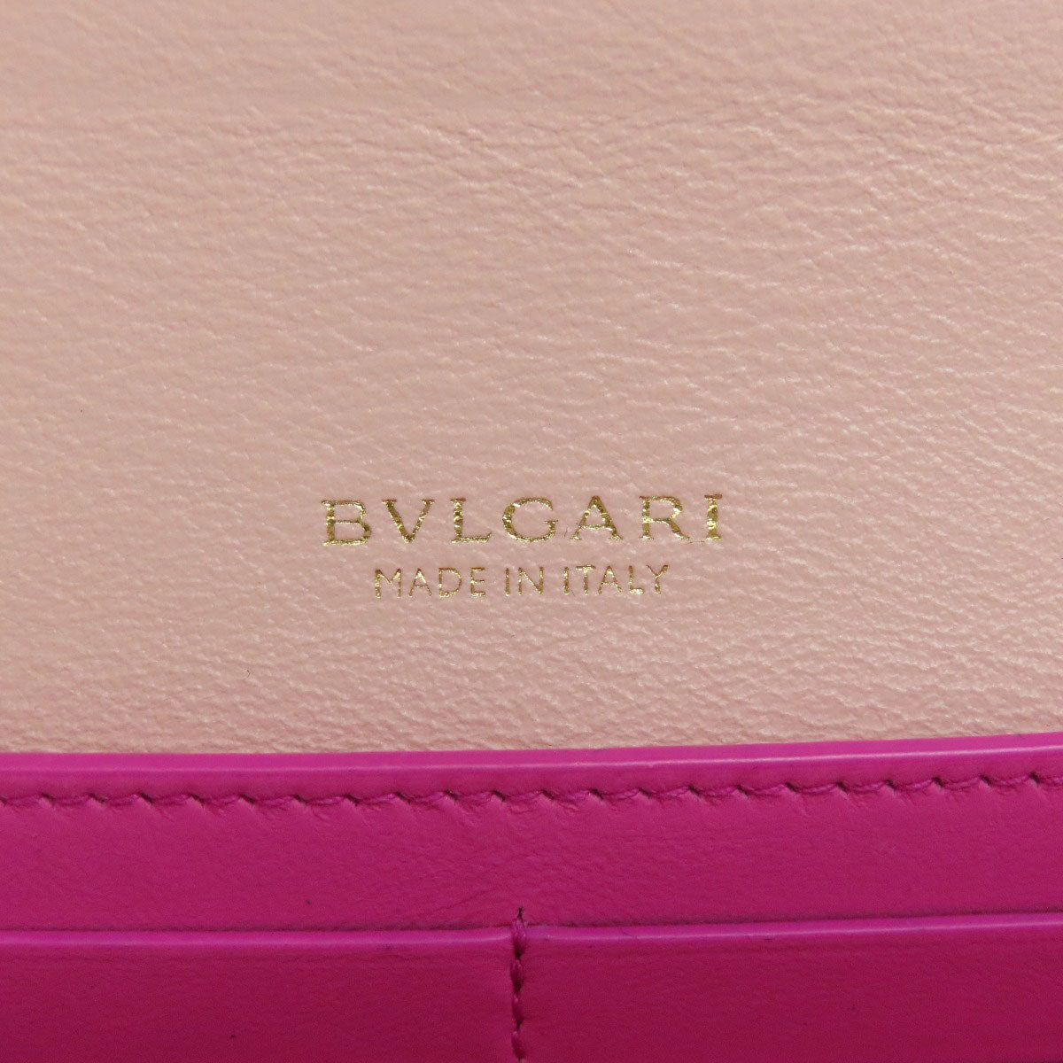 Bvlgari Long Wallet Purse Leather Pink Logo Mania Women